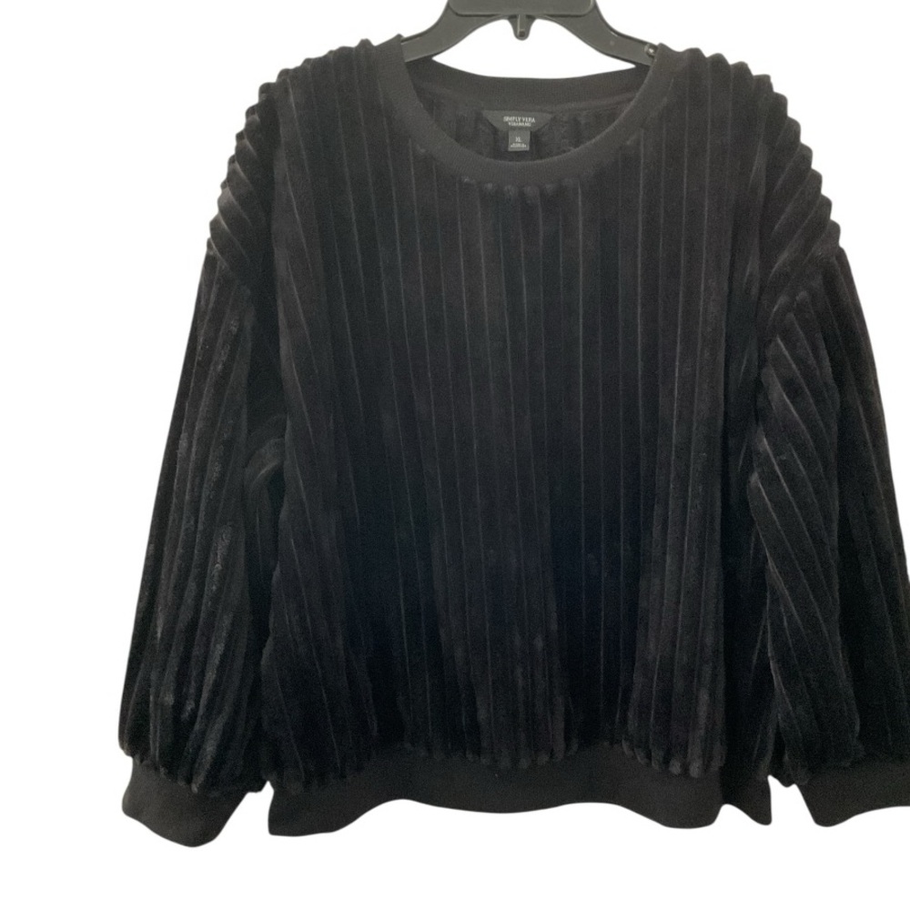 Simply Vera Vera Wang Black Ribbed Velour Sweatshirt P:25” L:26”